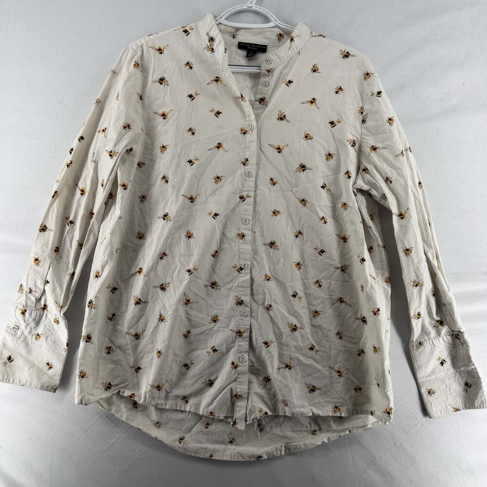 1403 WL- Victoria Beckham for Target Bee Print Long Sleeve Button Down Shirt